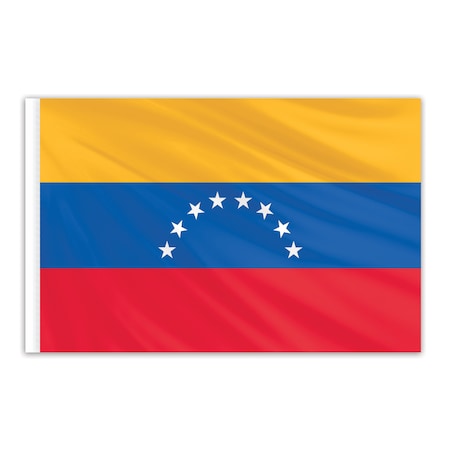 Venezuela Indoor Nylon Flag 2'x3' With Gold Fringe